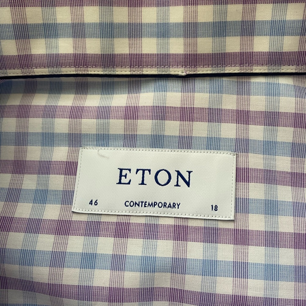 Eton Blue and Purple Dress Shirt Crisp Cotton - Picture 2 of 11